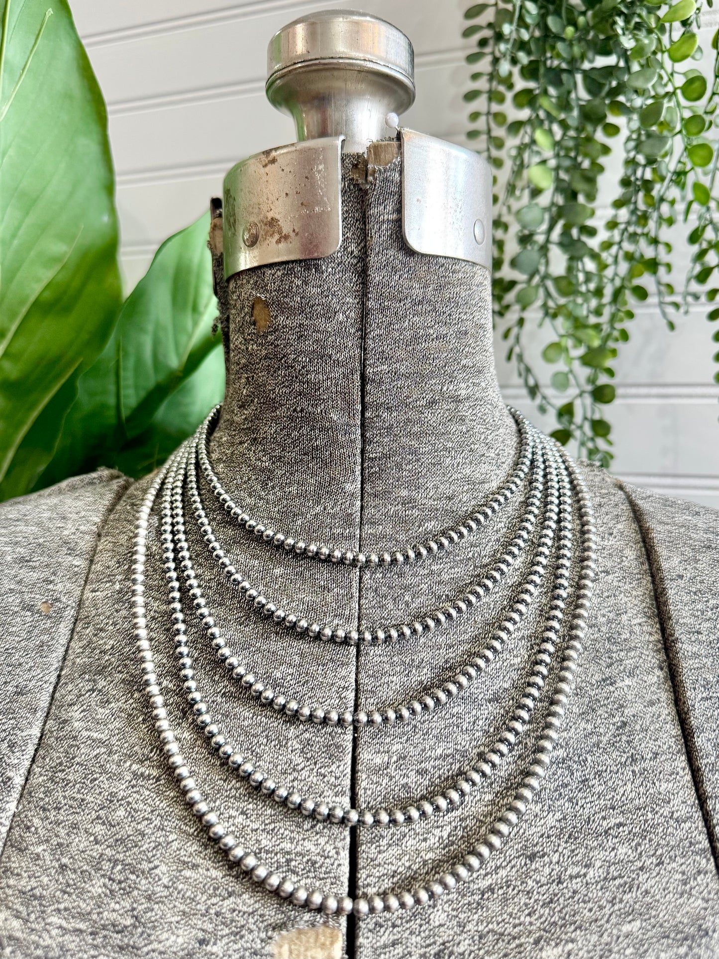 4MM Sterling Silver Navajo Pearl Necklace