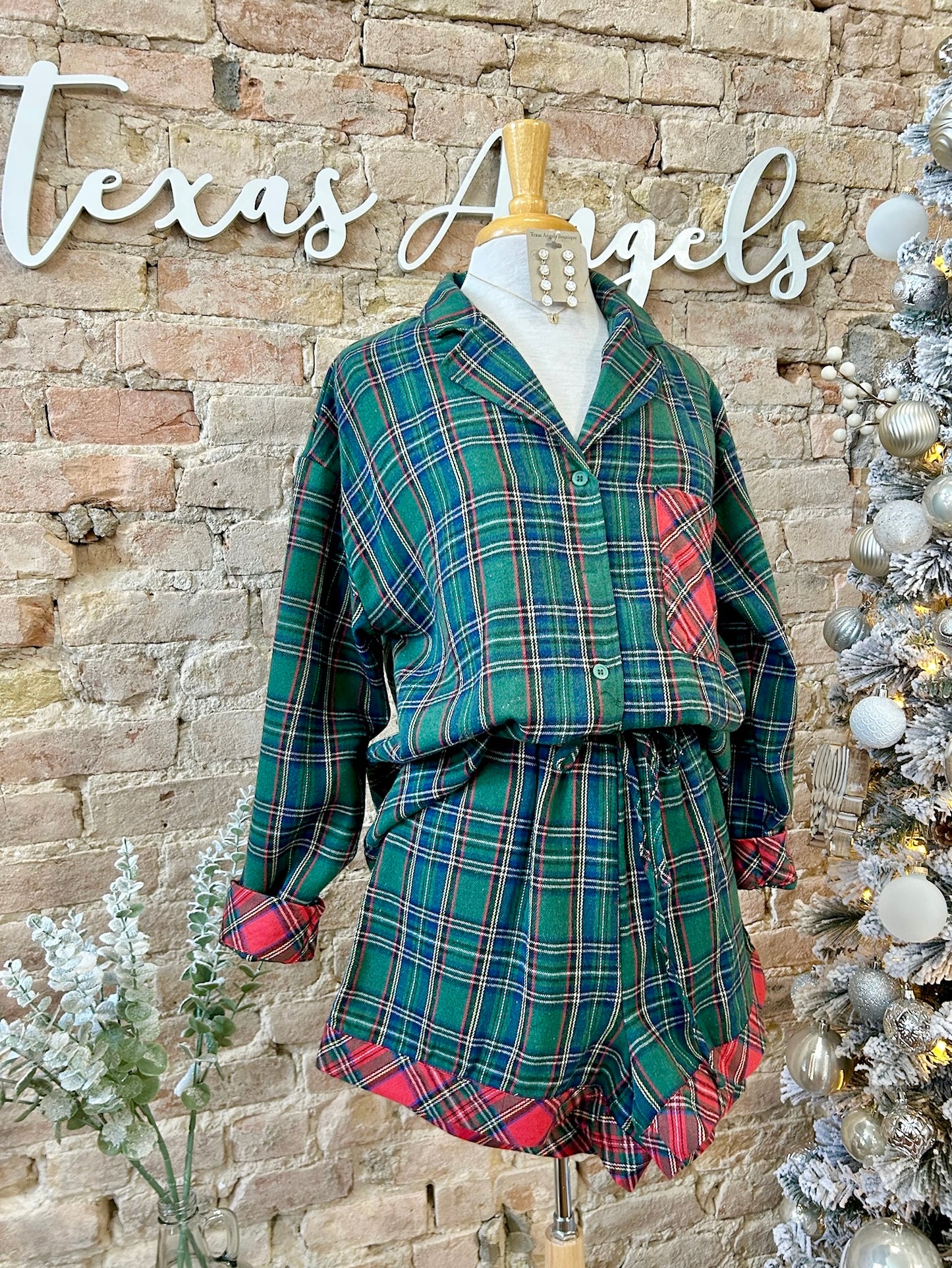 All I Want For Christmas Is Riley Green Plaid PJ Set
