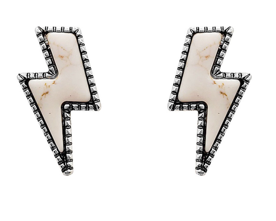 Off White Lightning Bolt Studs