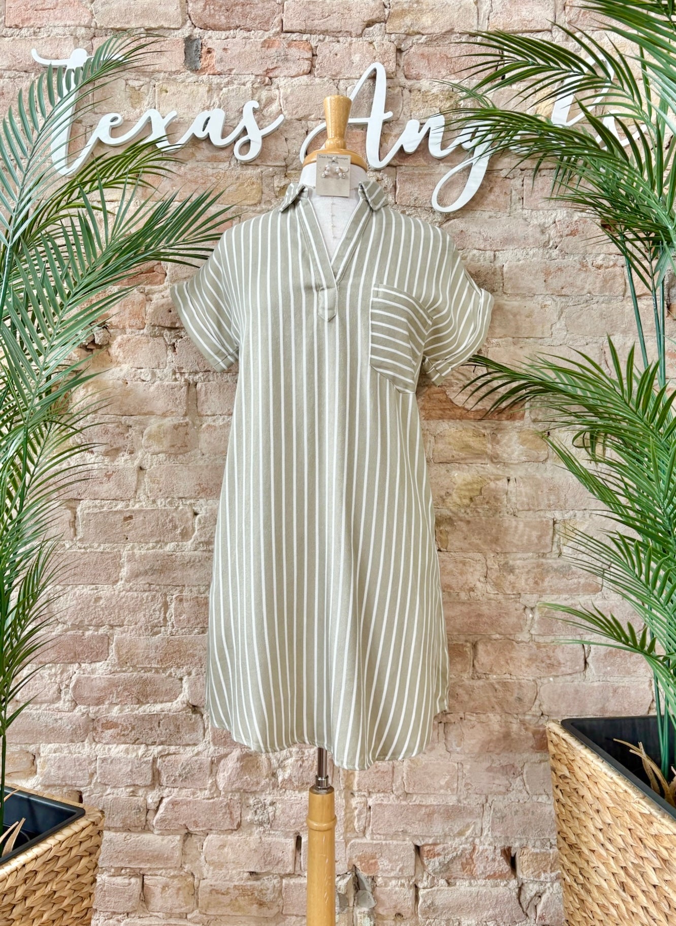 It Is What It Is Olive Striped Dress