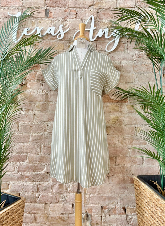 It Is What It Is Olive Striped Dress