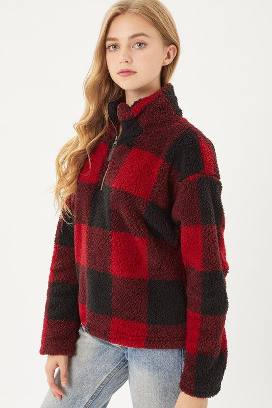 Red Nose Reindeer Plaid Pullover