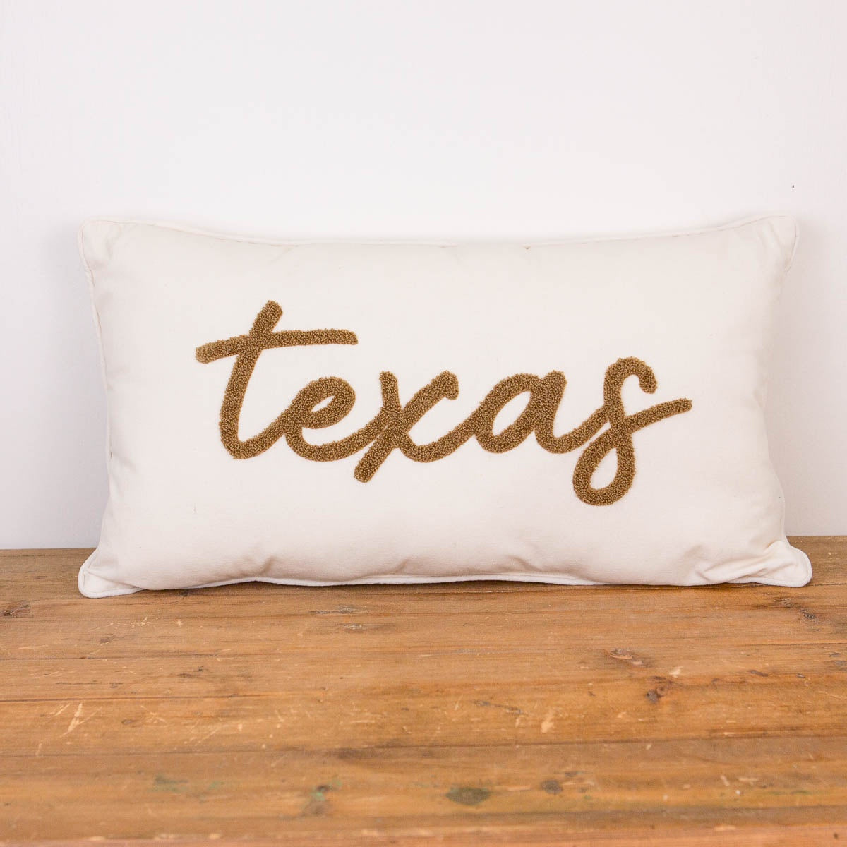 Taupe Embroidered Texas Pillow