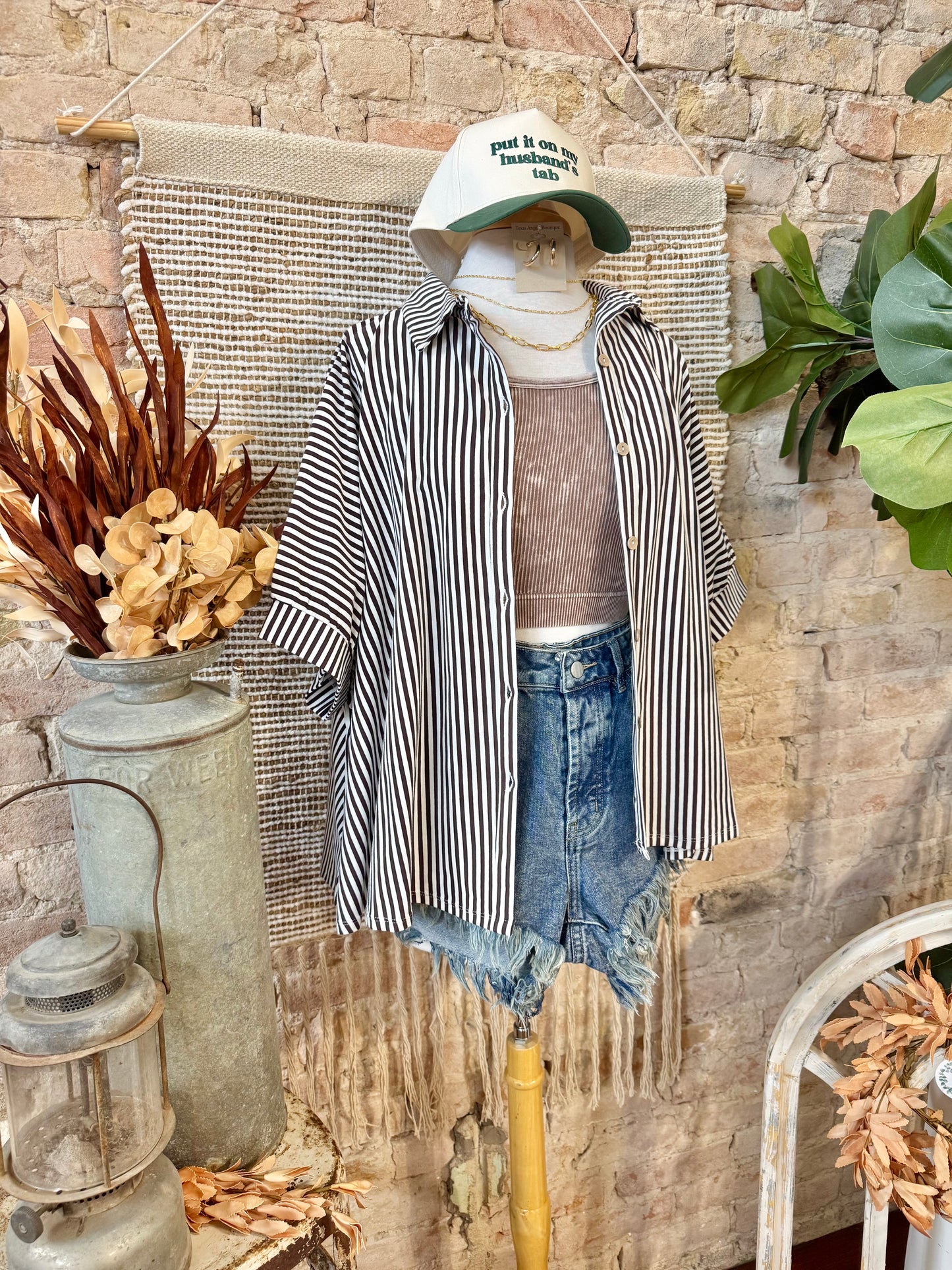 A Sight To See Brown Striped Blouse