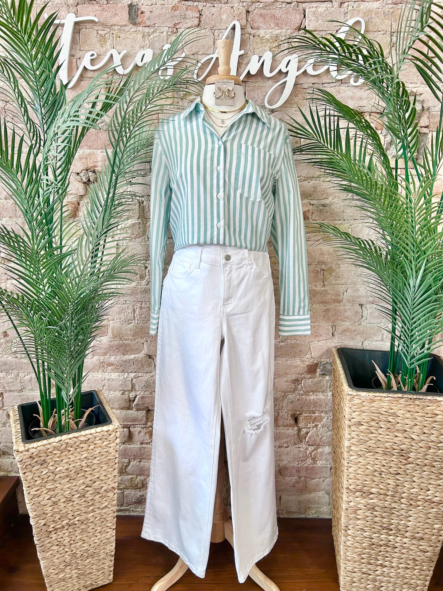 Soft Spoken Sage Striped Shirt