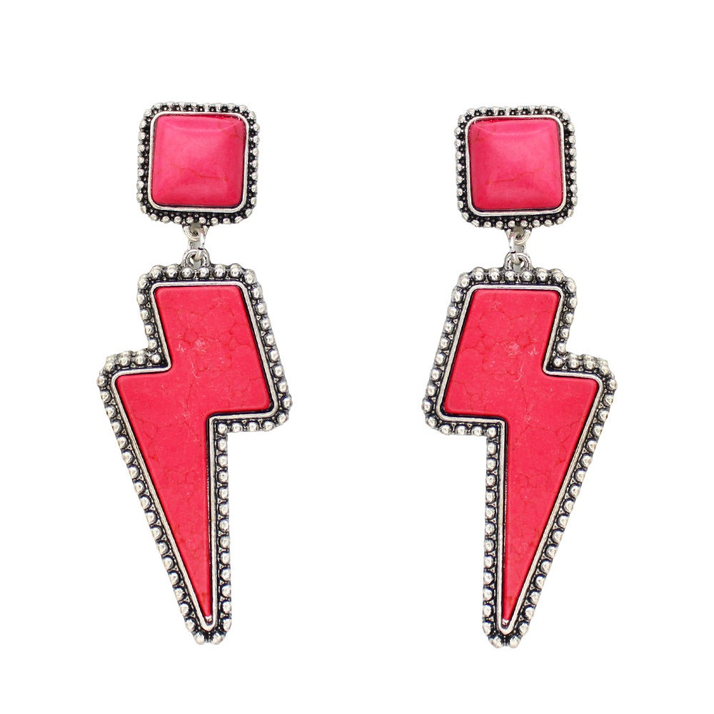 Hot Pink Lightning Bolt Earrings