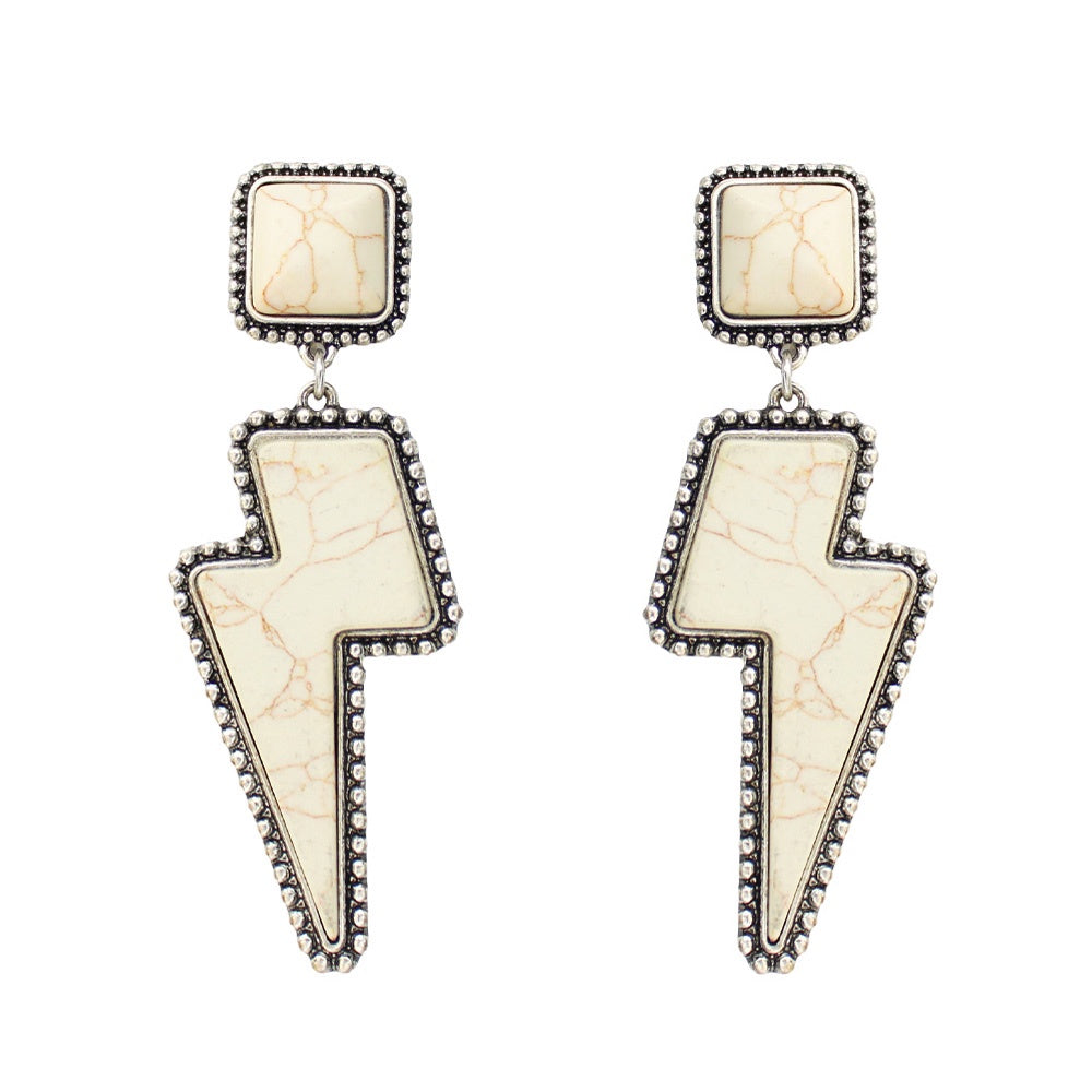 Off White Lightning Bolt Earrings