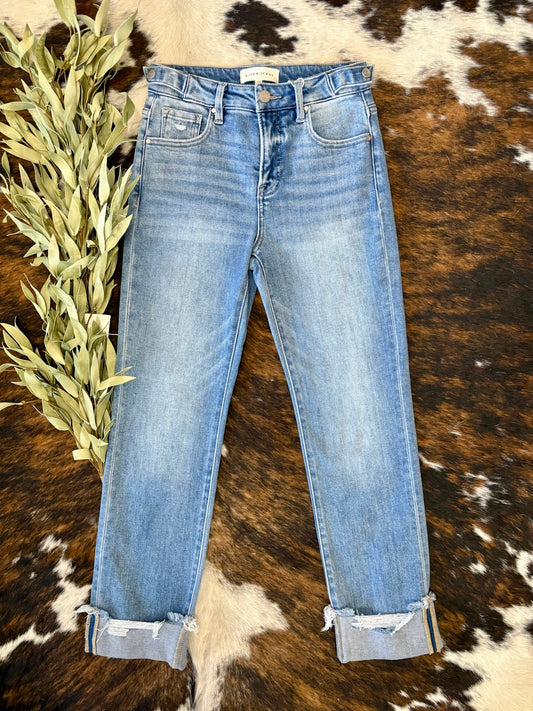 She's A Little Shy Straight Leg Risen Jeans