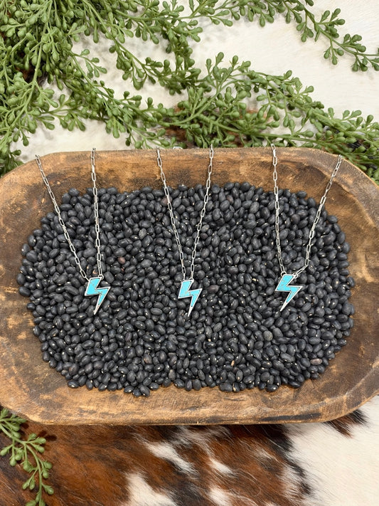 Turquoise Lightning Bolt Necklace 