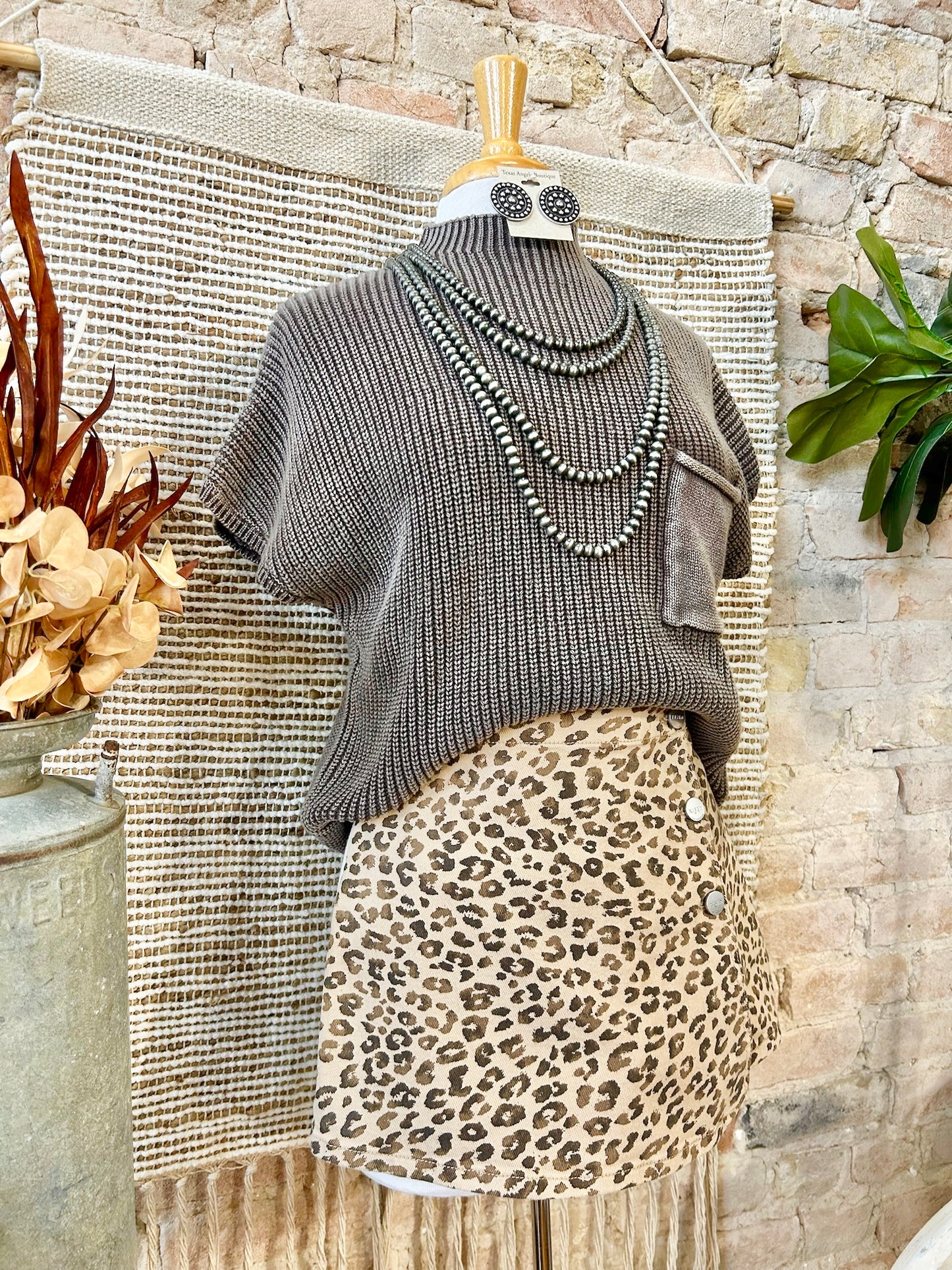 Not Here For A Long Time Brown Mineral Wash Knit Top