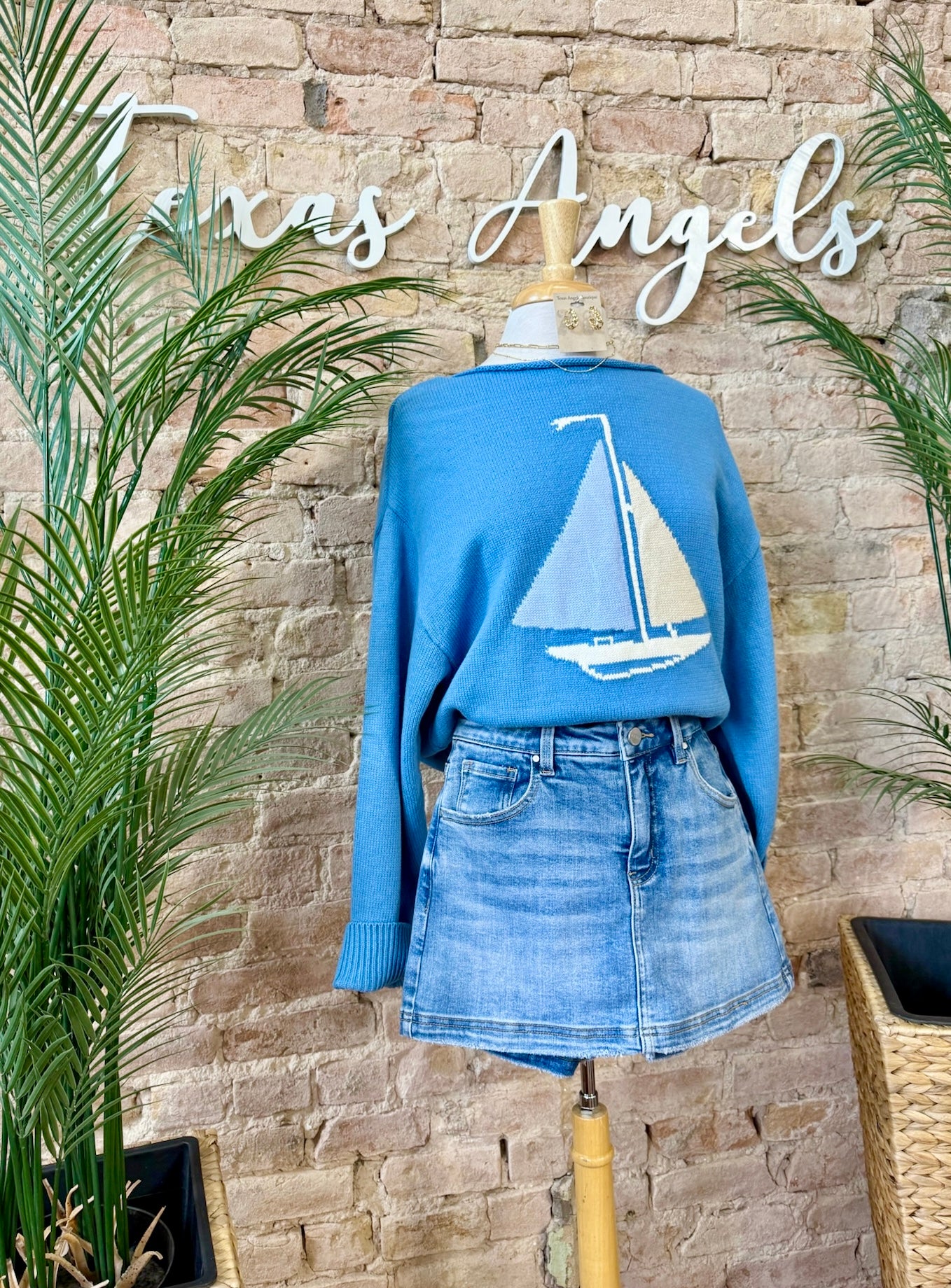 Smooth Sailing Blue Boat Sweater