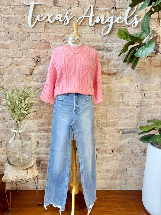 Crazy For You Coral Knit Sweater