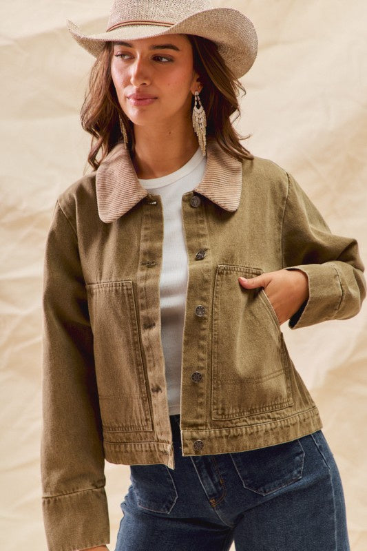 Joy To The World Olive Corduroy Jacket