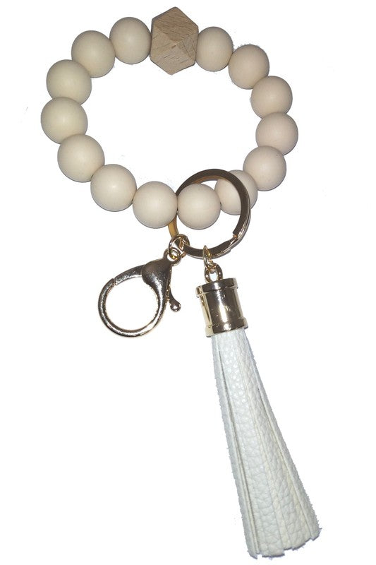 Beaded Silicone Tassel Keychain