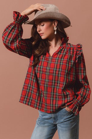 Ralph Lauren Red Plaid Blouse