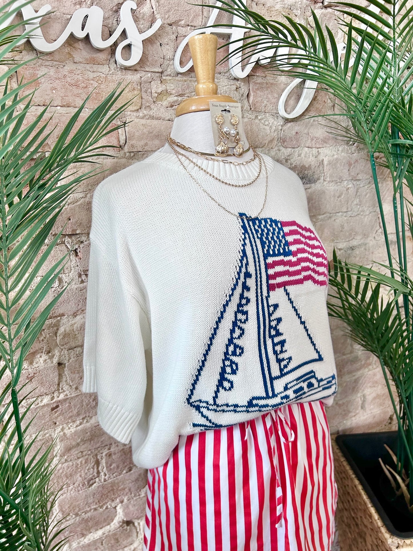 Sailing Into Freedom White Knit Top