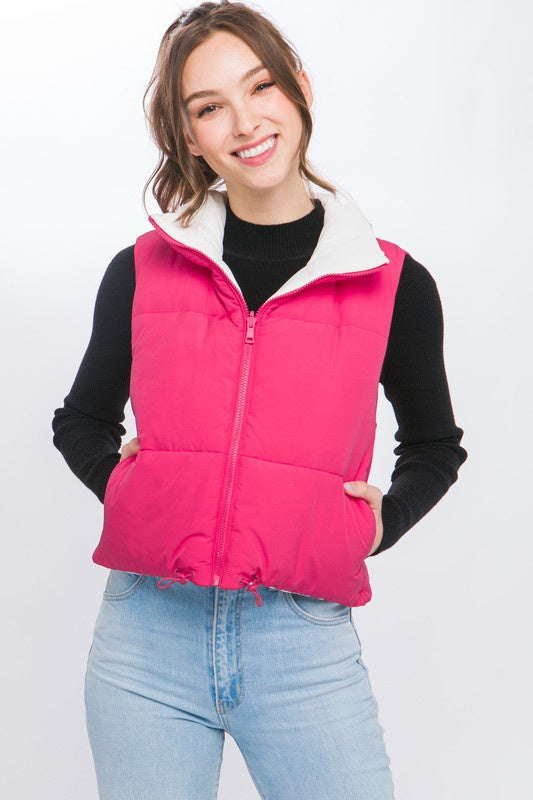 RESTOCK Don't Play Around Pink Reversible Puffer Vest