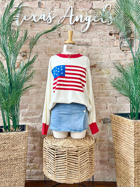 Courtesy Of The Red, White & Blue American Flag Top