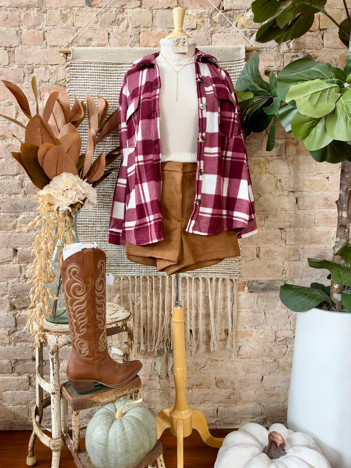 Bundle Up Burgundy Plaid Lined Shacket