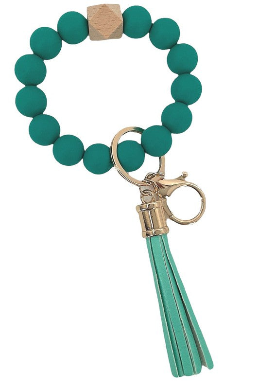 Beaded Silicone Tassel Keychain