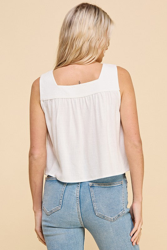 40% Off - Tan Lines & Tequila White Linen Tank