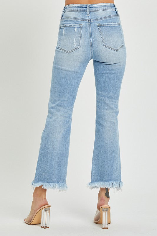 Faith Over Fear Light Wash Flare Risen Jeans