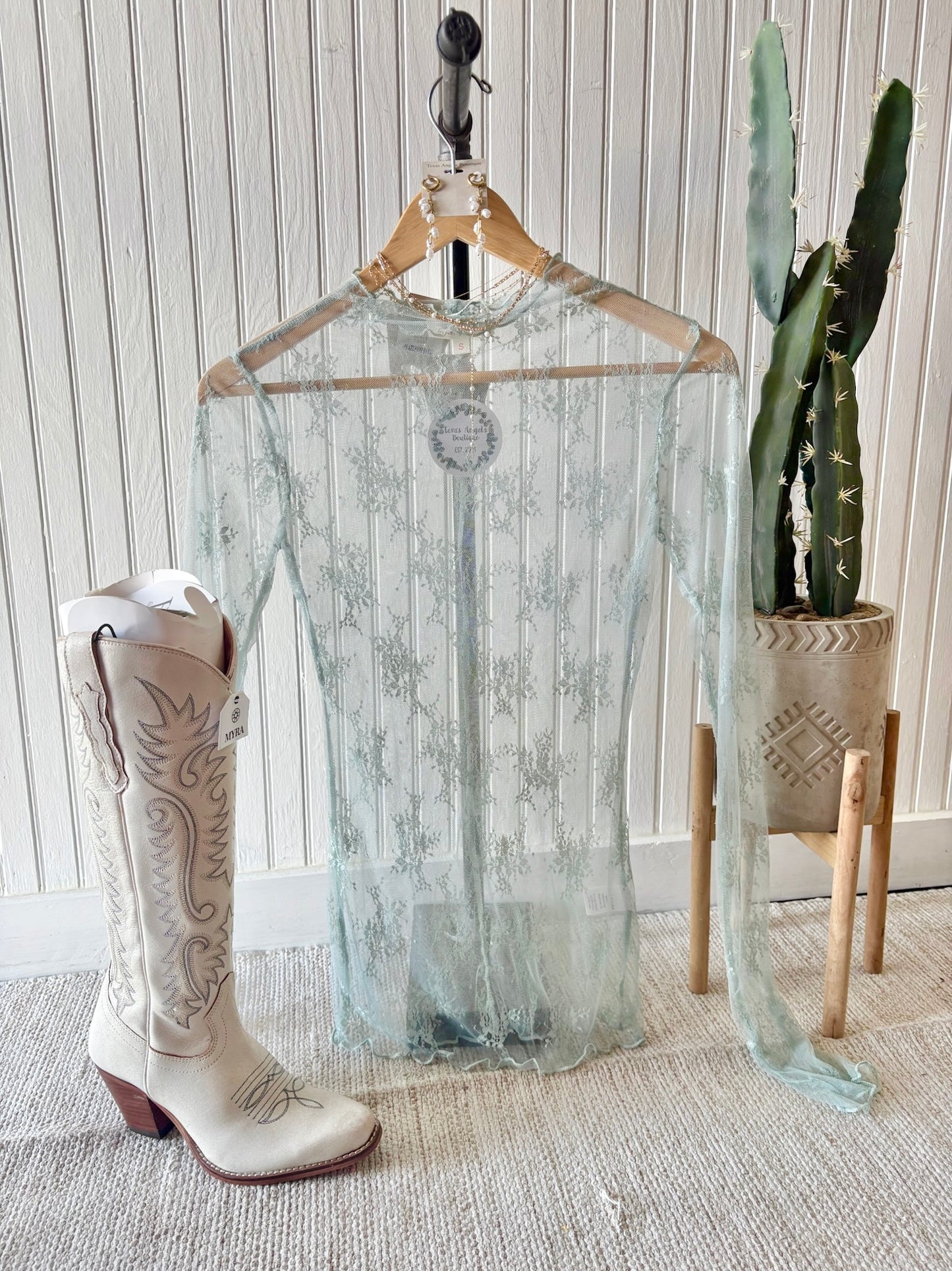 The Truth Is Sage Lace Top