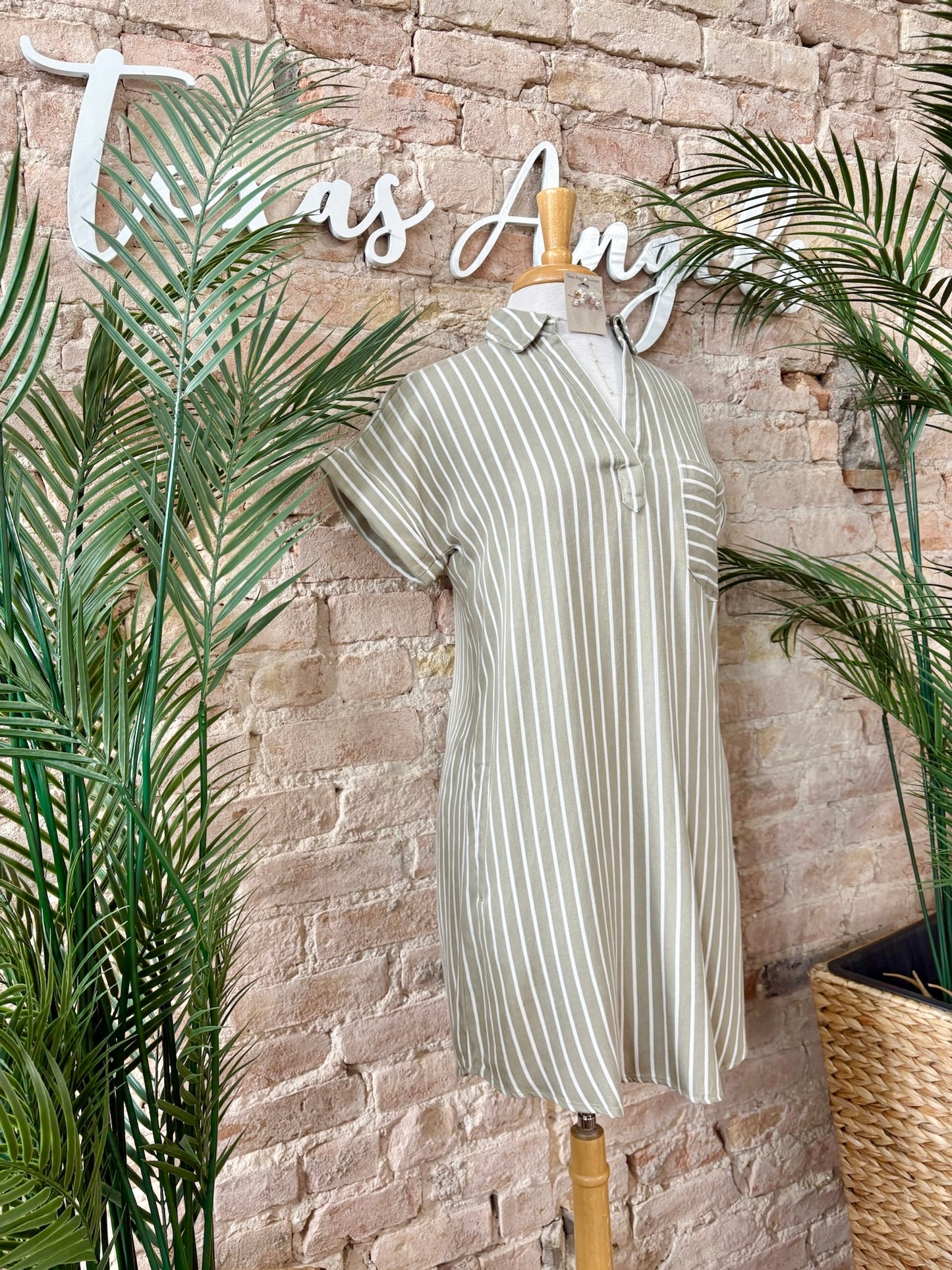 It Is What It Is Olive Striped Dress