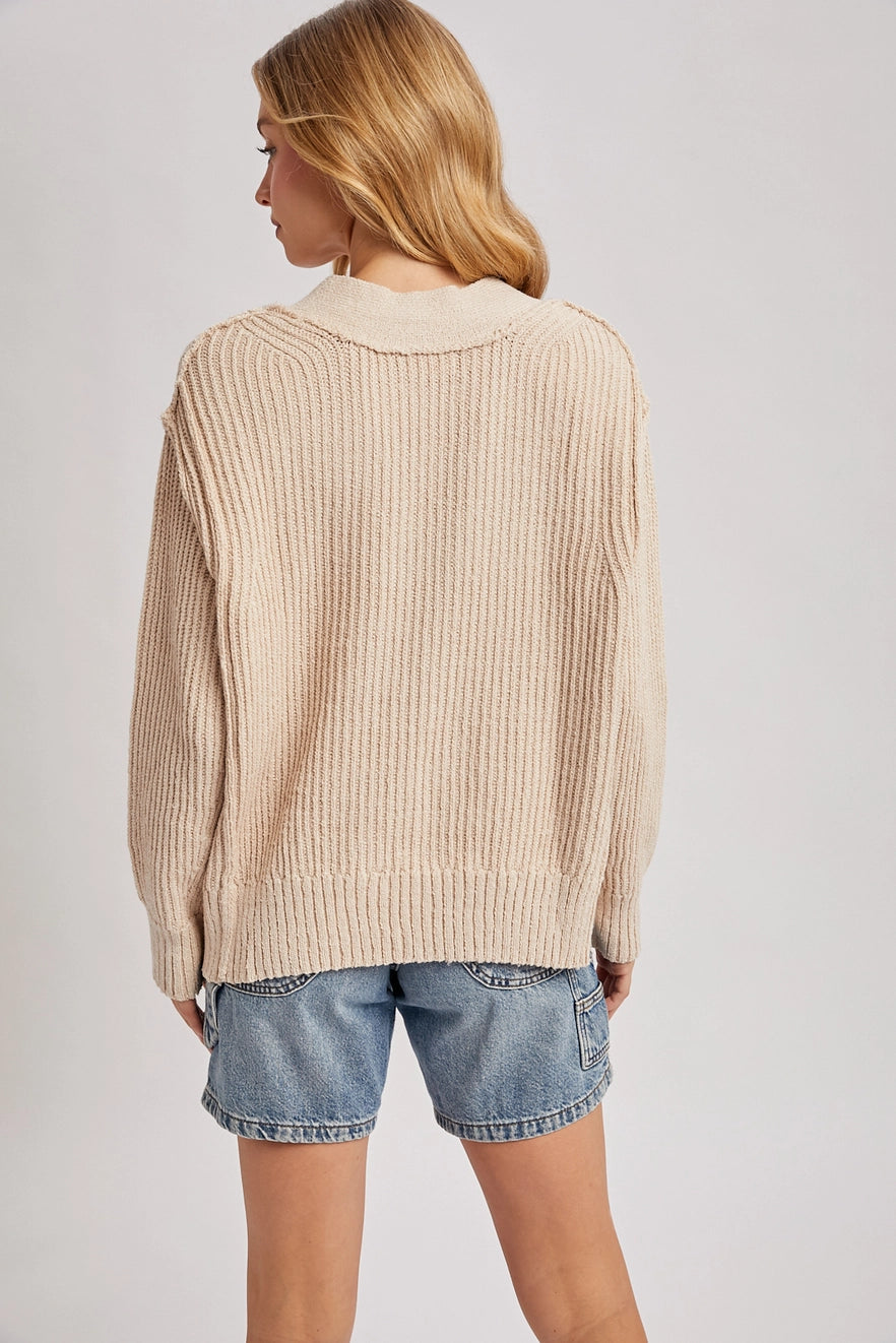 Tie The Knot Oatmeal Knit Sweater
