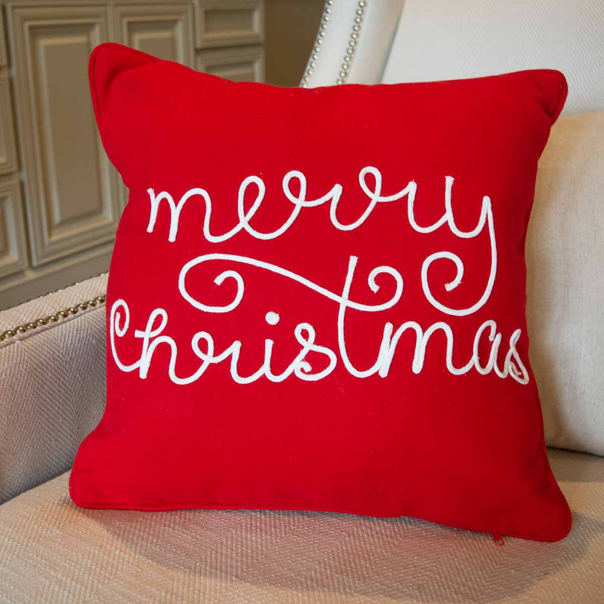 Red Merry Christmas Pillow