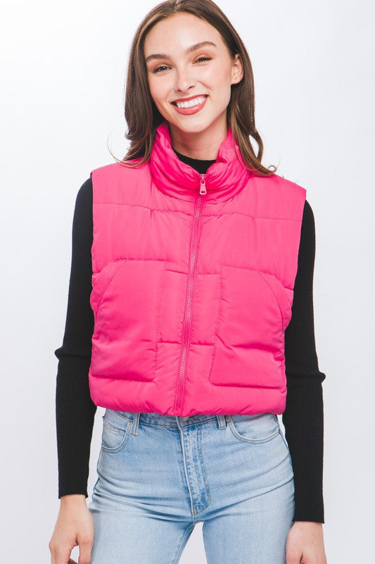 Sure Of Herself Solid Pink Puffer Vest