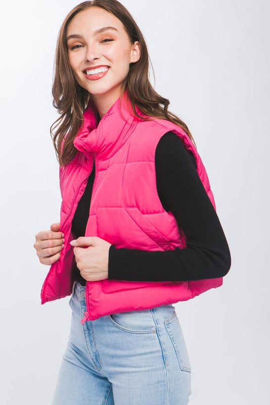 Sure Of Herself Solid Pink Puffer Vest