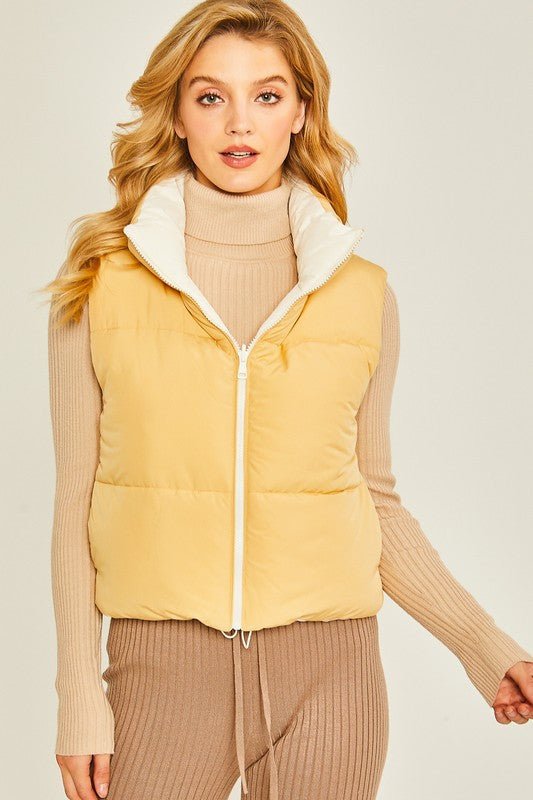 You're Right Reservable Ivory/Camel Puffer Vest