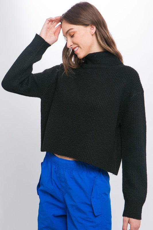 Business Only Black Turtleneck Sweater