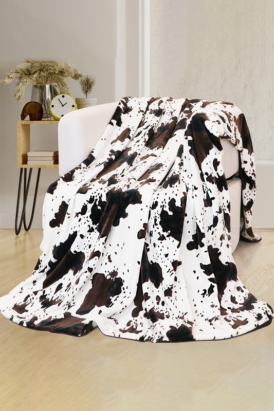 Black Cow Print Blanket