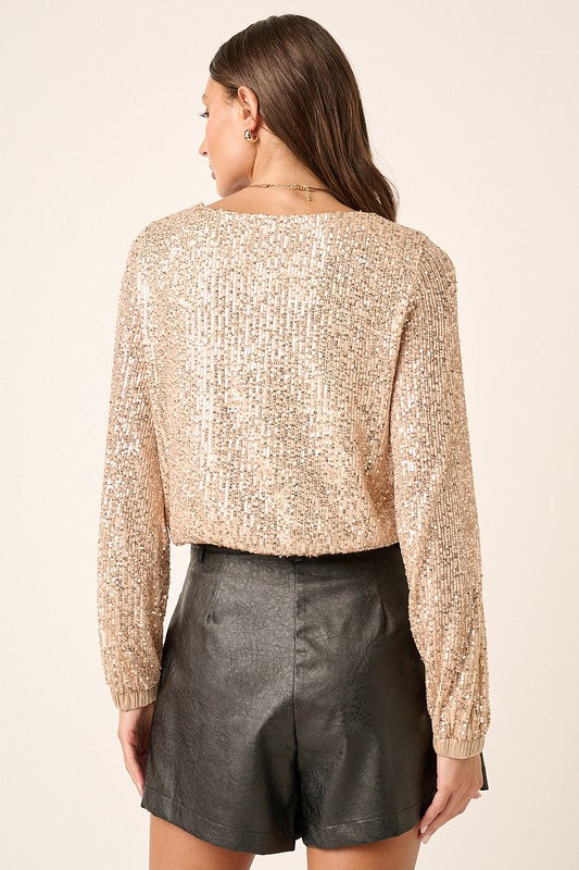 New Girl In Town Champagne Sequin Blouse