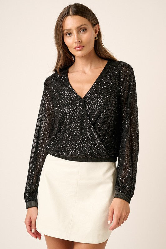 New Girl In Town Black Sequin Blouse