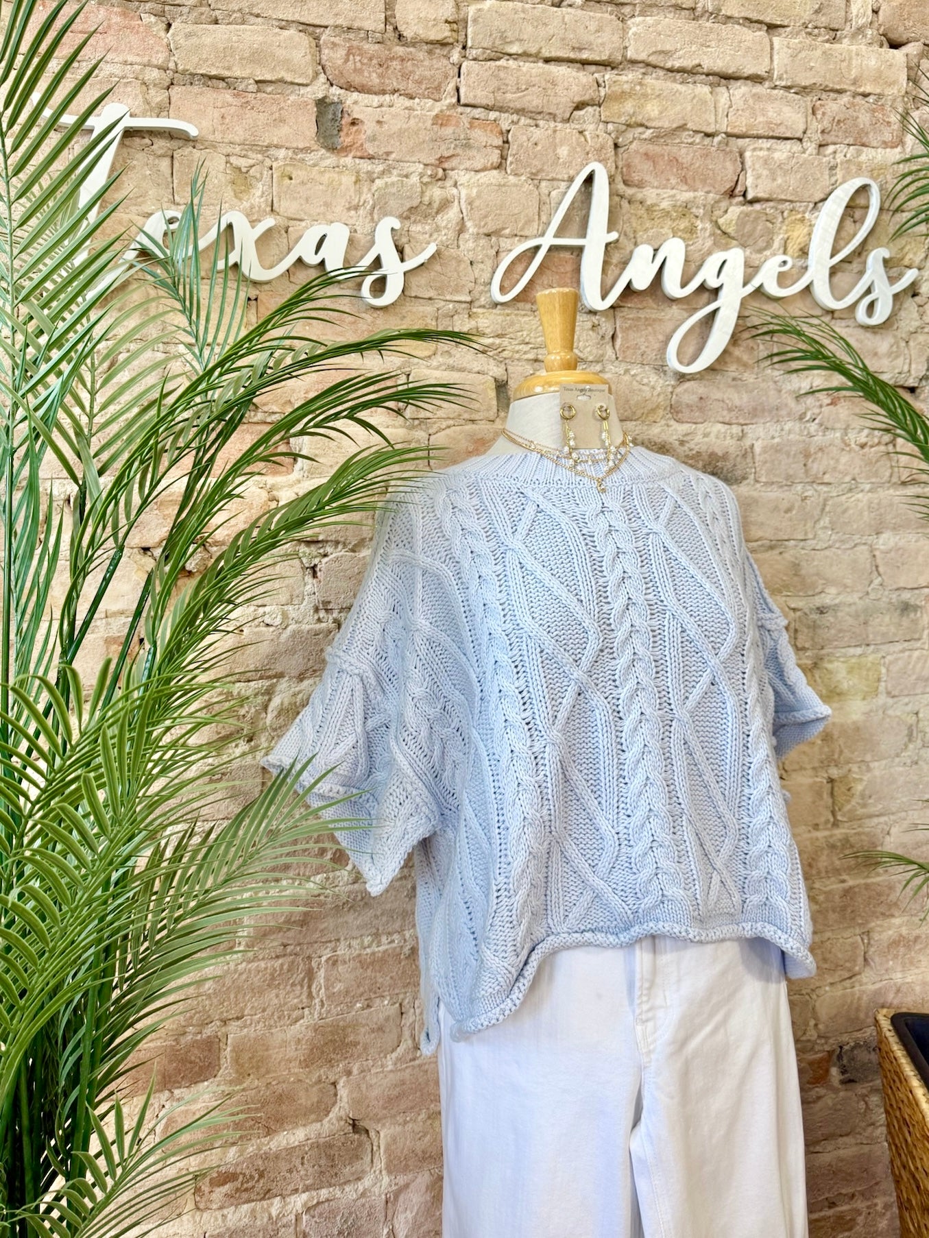 Knot A Care In The World Blue Knit Sweater