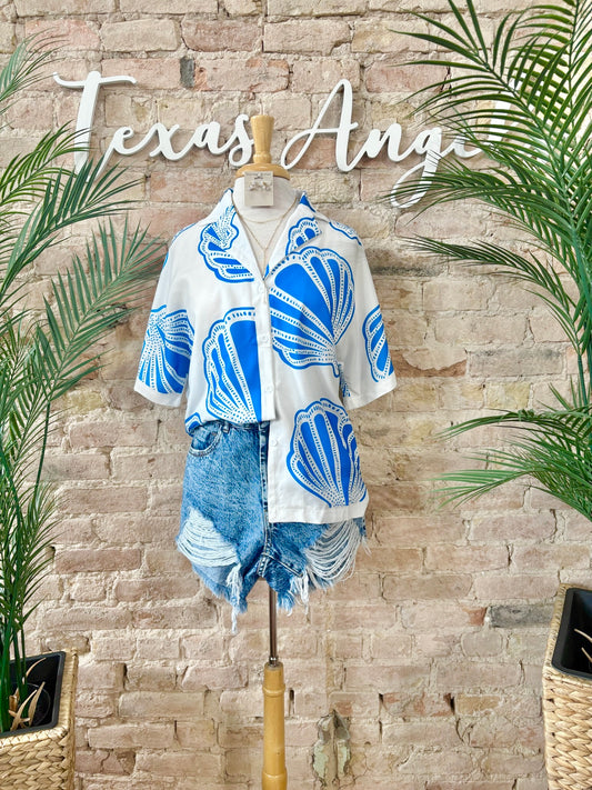 Somewhere Between The Sun & The Shore Seashell Blouse