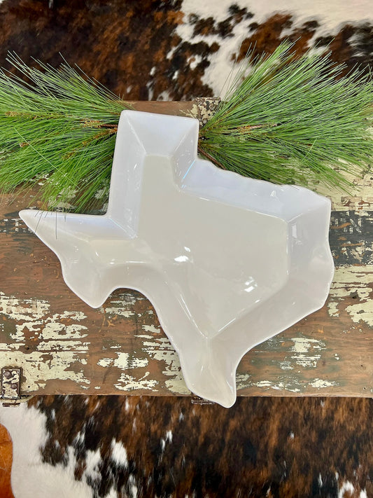 Large White Texas Shaped Platter