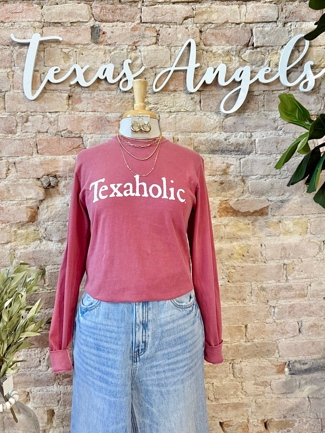 Red Texaholic Long Sleeve Graphic Tee