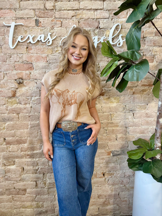 Saddle Up Horse Knit Sweater Top