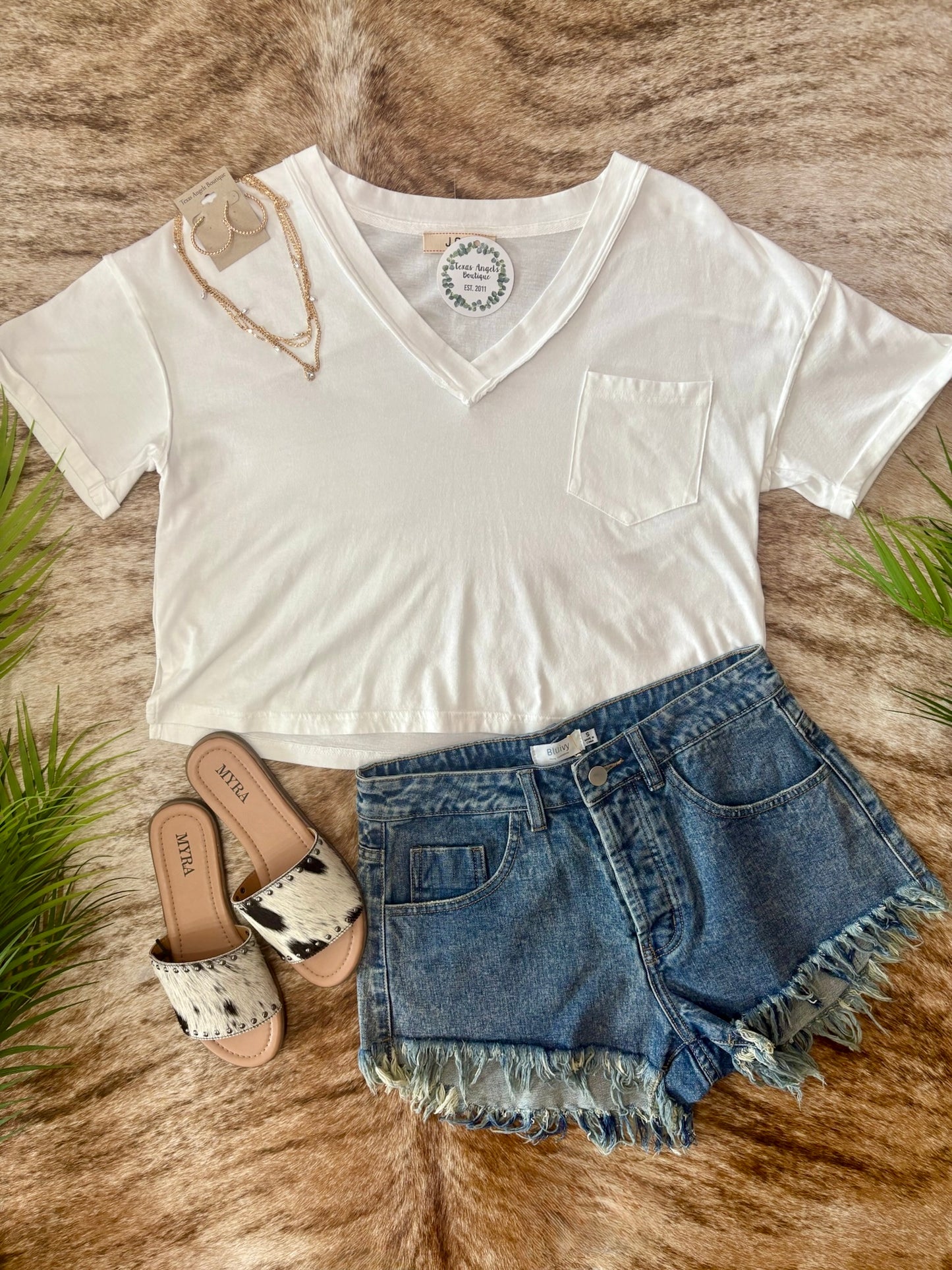 Just An Ordinary Girl Oversized White V-Neck Top