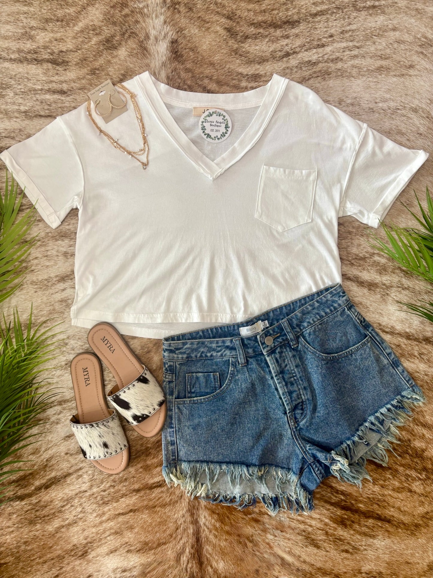 Just An Ordinary Girl Oversized White V-Neck Top