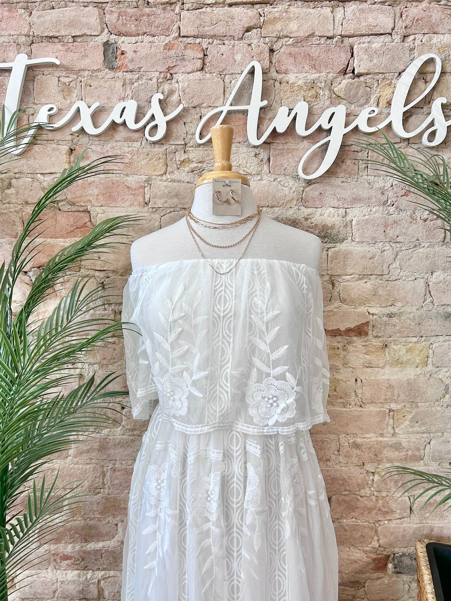 Sail Away White Lace Off Shoulder Maxi Dress