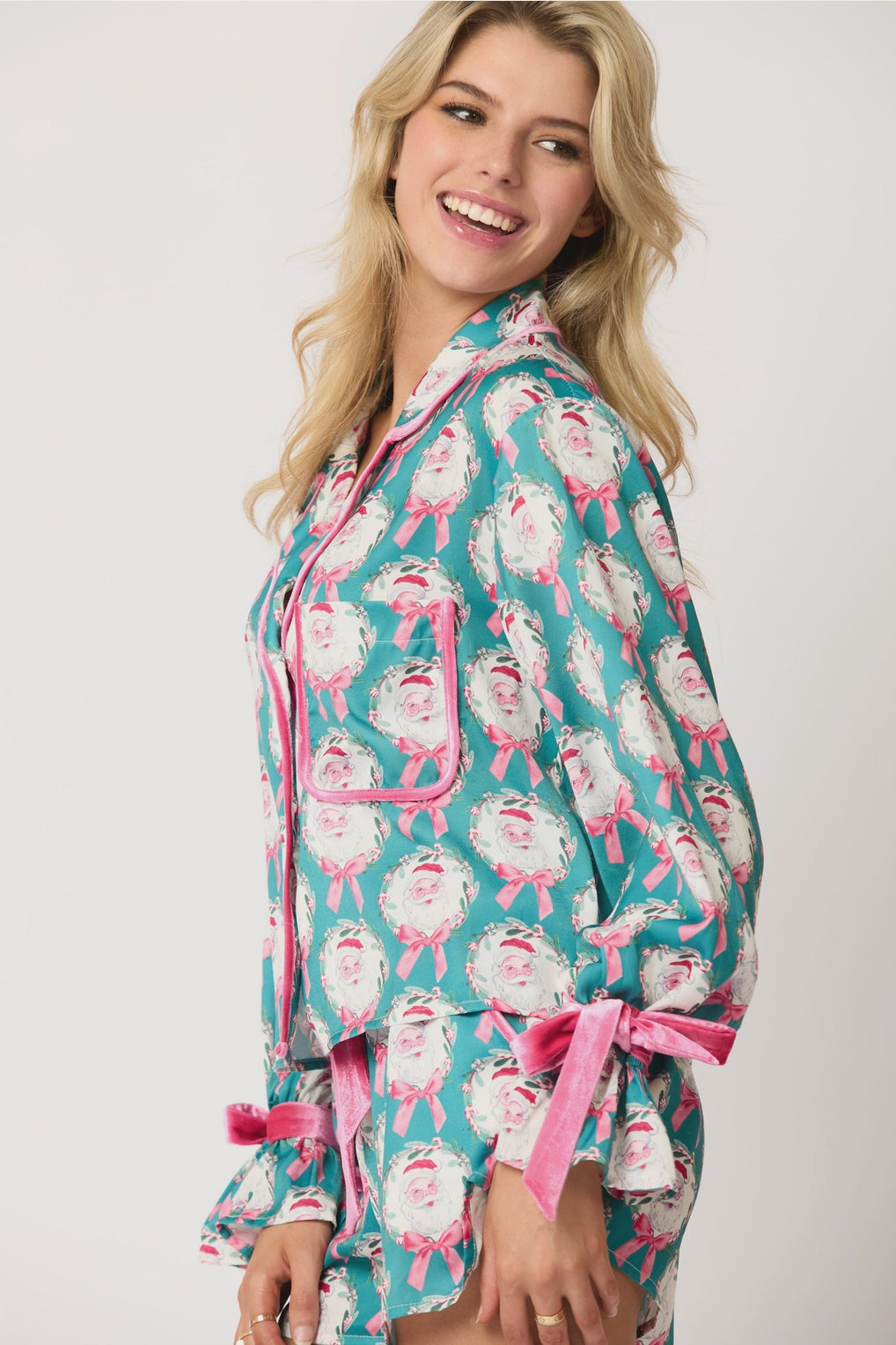 Santa Baby Teal PJ Set