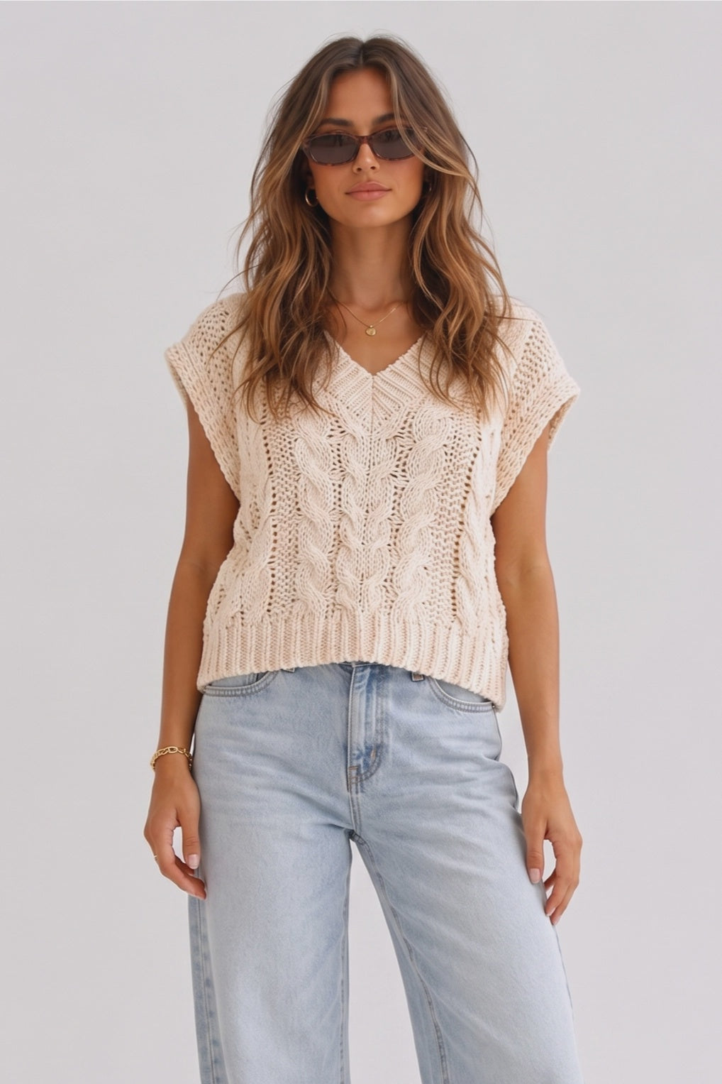 Consider It Done Cream Knit Sweater Top