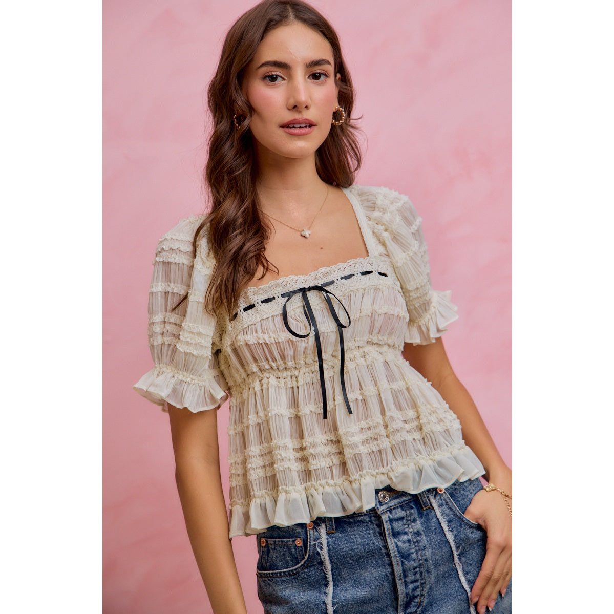 Couldn’t Be Me Cream Ruffled Blouse