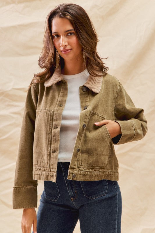 Joy To The World Olive Corduroy Jacket