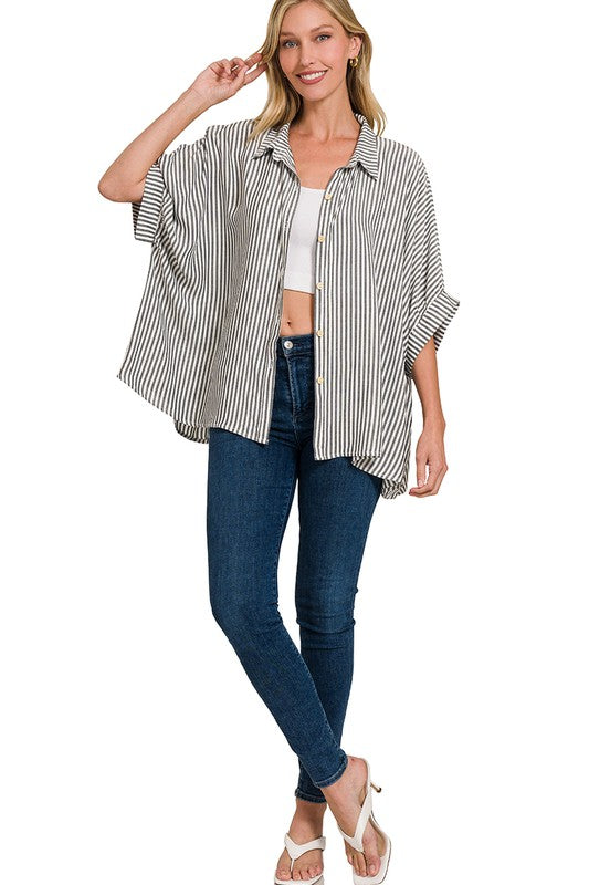Simple In Stripes Black Striped Blouse